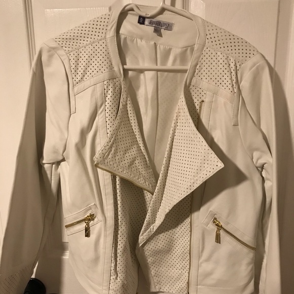 Jennifer Lopez vegan white Moto Jacket - Picture 6 of 6